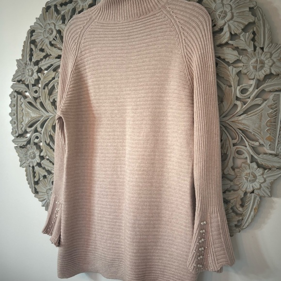 Melanie Lyne pearl accented cream/light pink sweater/ sweat dress size XLarge - Picture 6 of 7